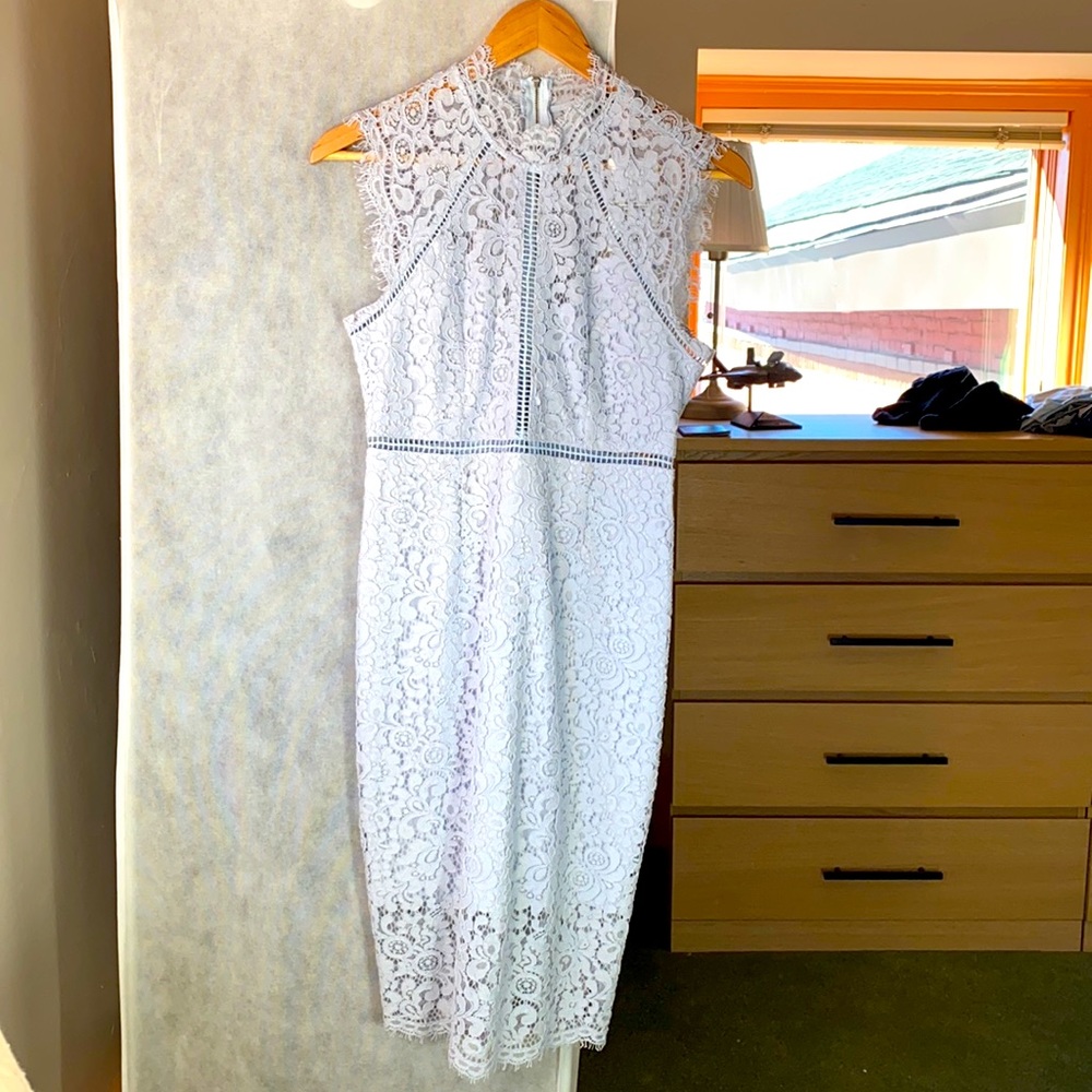 Bardot lace sheath dress